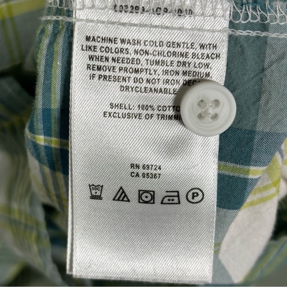 Columbia Button Up Short Sleeve Green Plaid Cotton Shirt-Men Size XL - Picture 6 of 7